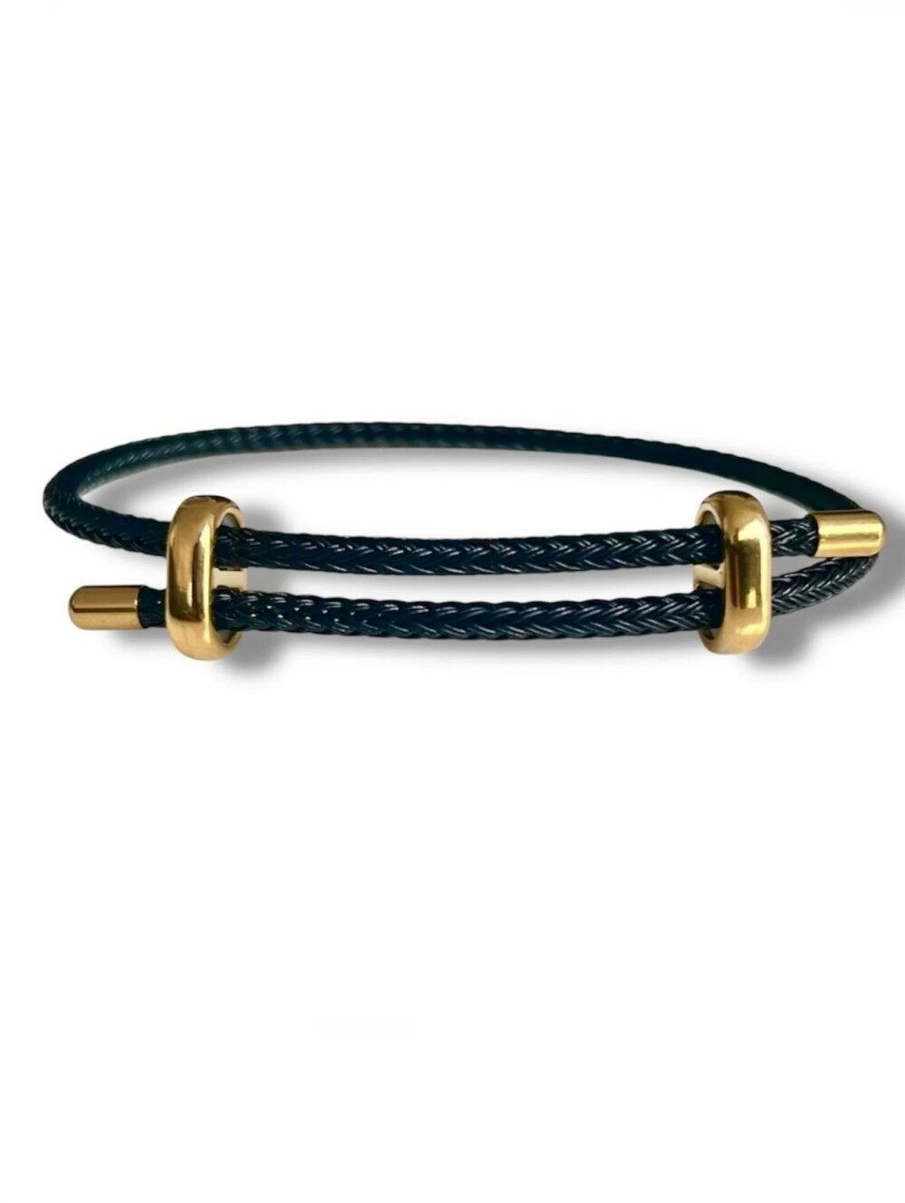 Adjustable Unisex PU Leather Rope Bracelet With Gold Finishes NWOT